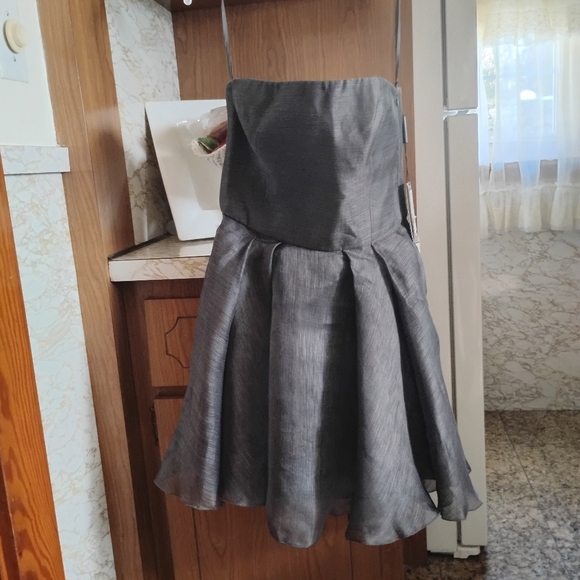 🆕 Emporio Armani Gray Linen Convertible Dress with Strap, Taglia 40, Size 8 - Picture 3 of 13